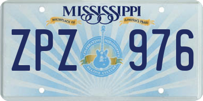 MS license plate ZPZ976