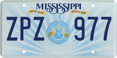 MS license plate ZPZ977