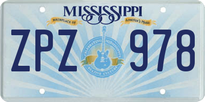 MS license plate ZPZ978