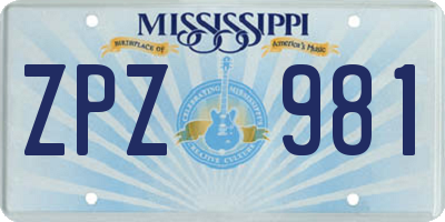 MS license plate ZPZ981