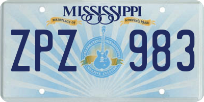 MS license plate ZPZ983