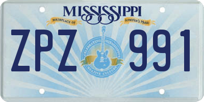 MS license plate ZPZ991