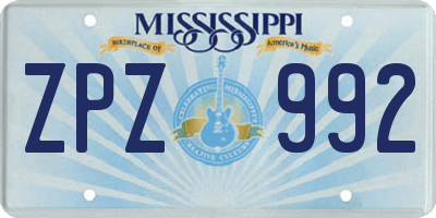 MS license plate ZPZ992
