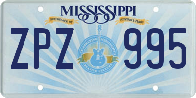 MS license plate ZPZ995