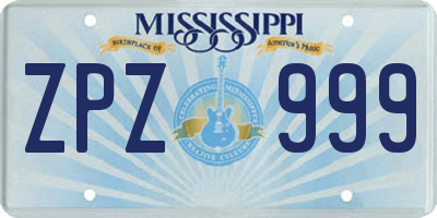 MS license plate ZPZ999