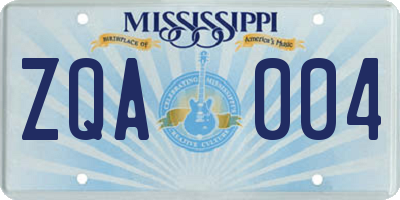MS license plate ZQA004