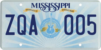 MS license plate ZQA005