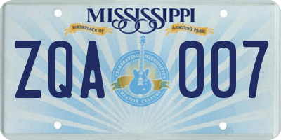 MS license plate ZQA007