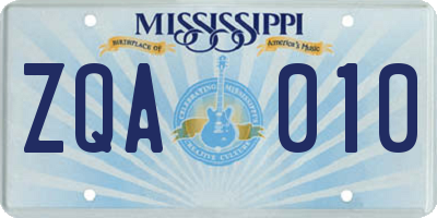 MS license plate ZQA010
