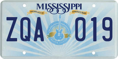 MS license plate ZQA019