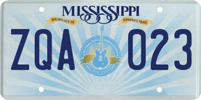 MS license plate ZQA023