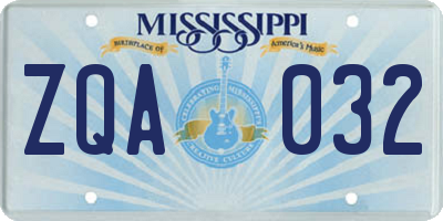 MS license plate ZQA032
