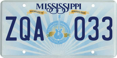 MS license plate ZQA033