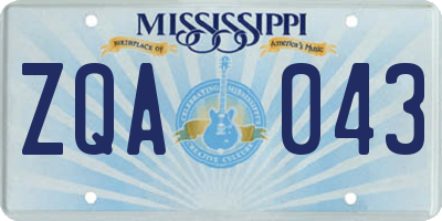 MS license plate ZQA043