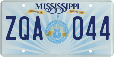 MS license plate ZQA044