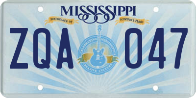 MS license plate ZQA047