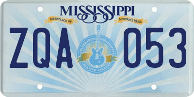 MS license plate ZQA053