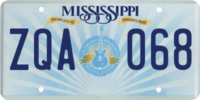 MS license plate ZQA068