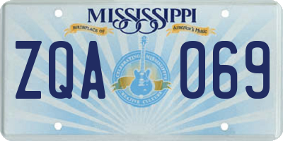 MS license plate ZQA069