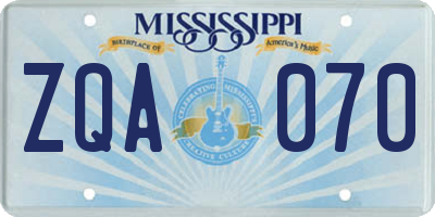 MS license plate ZQA070