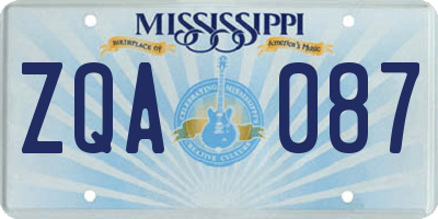 MS license plate ZQA087