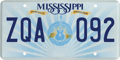 MS license plate ZQA092