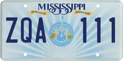 MS license plate ZQA111
