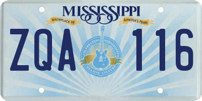 MS license plate ZQA116