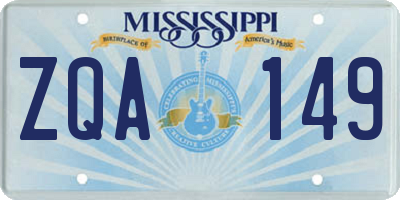 MS license plate ZQA149