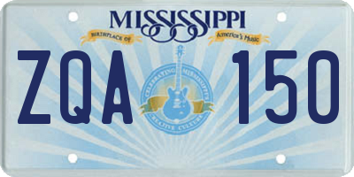 MS license plate ZQA150