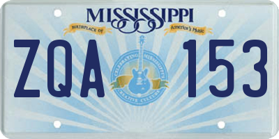 MS license plate ZQA153