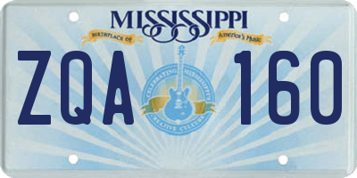 MS license plate ZQA160