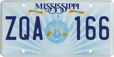 MS license plate ZQA166