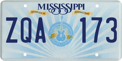 MS license plate ZQA173