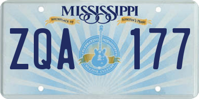 MS license plate ZQA177