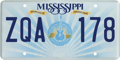 MS license plate ZQA178