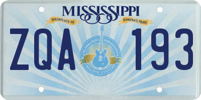 MS license plate ZQA193