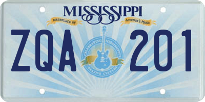 MS license plate ZQA201