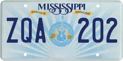 MS license plate ZQA202