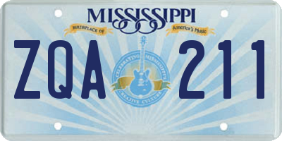 MS license plate ZQA211