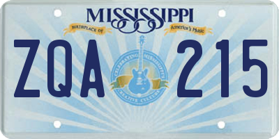 MS license plate ZQA215
