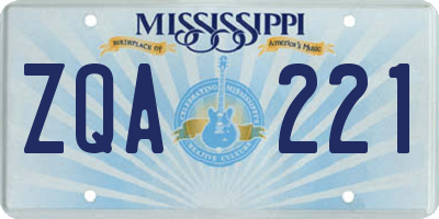 MS license plate ZQA221