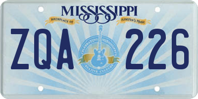 MS license plate ZQA226