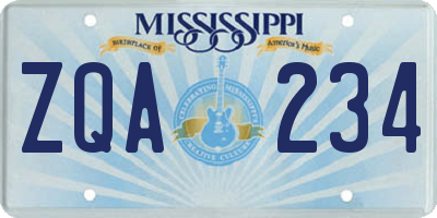 MS license plate ZQA234
