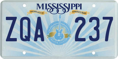 MS license plate ZQA237