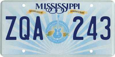 MS license plate ZQA243
