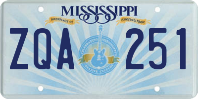 MS license plate ZQA251