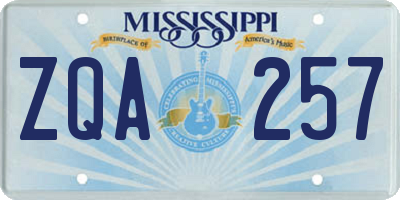MS license plate ZQA257