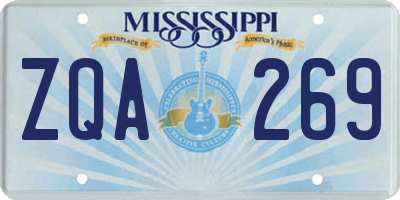 MS license plate ZQA269