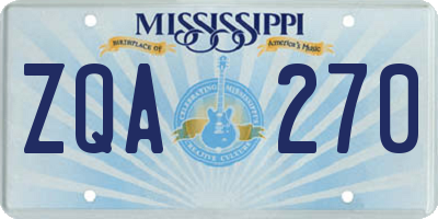 MS license plate ZQA270